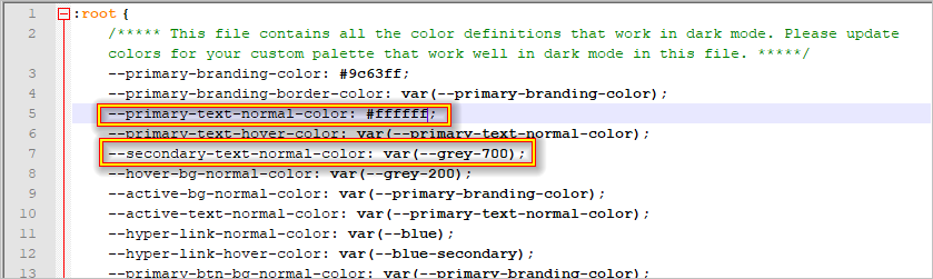 Primary and Secondary Color Variables