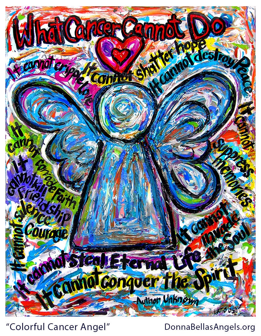 Colorful Cancer Angel Painting with What Cancer Cannot Do Poem
