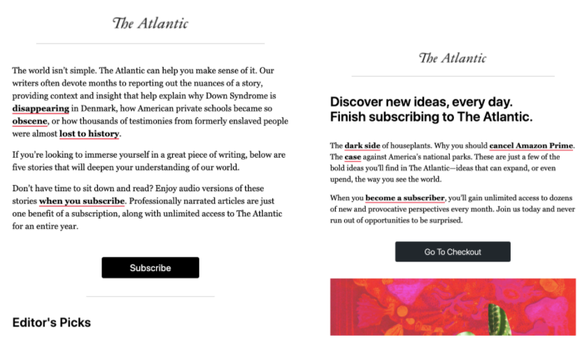 Marketing emails promote “bold ideas you’ll find in The Atlantic — ideas that can expand, or even upend, the way you see the world.”