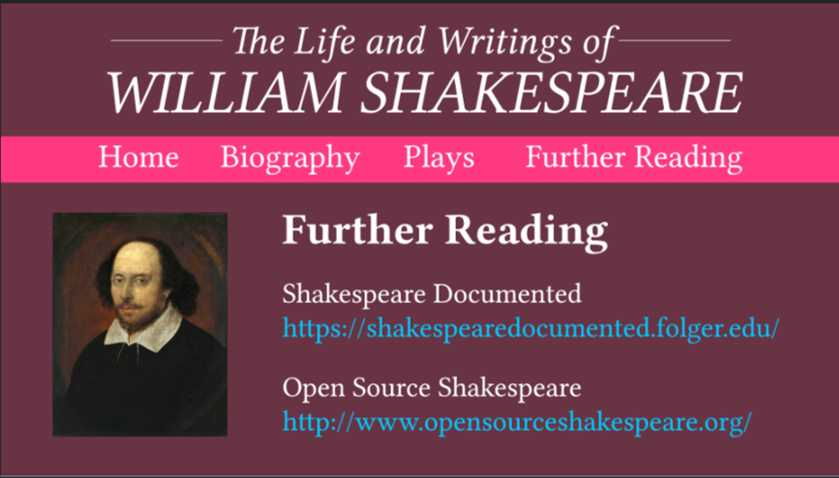 William Shakespeare themed website