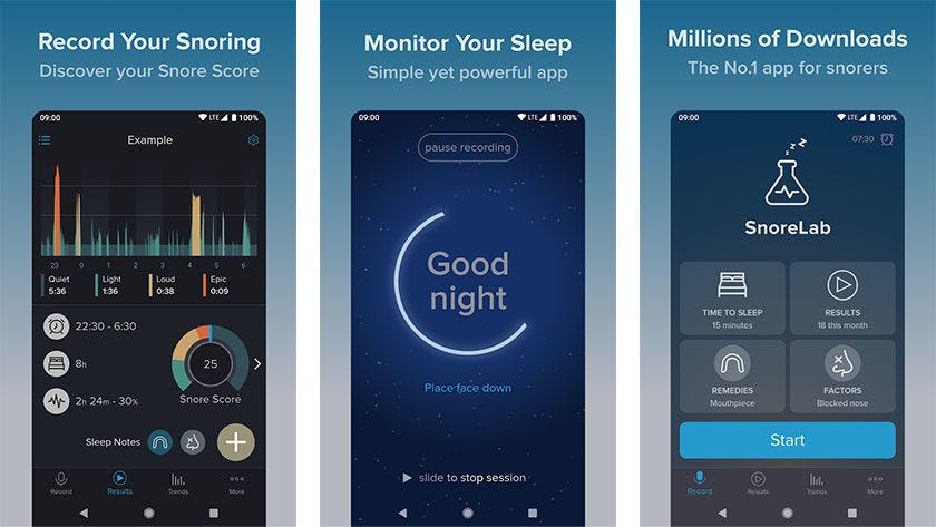 sleep tracker smart phone screens