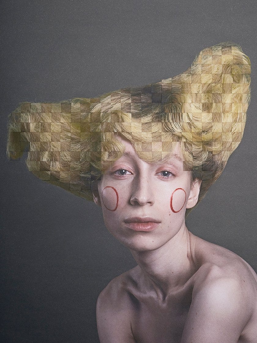 Woven hair and paper art, a commission for INFRINGE Magazine by Alma Haser. (Work: Alma Haser)