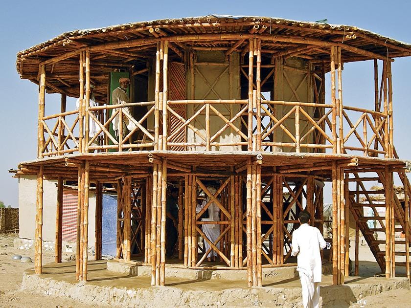 The bamboo Women’s Center in Sindh Province. Lari designed this following a series of floods in 2011. (Photo: Heritage Foundation of Pakistan, The Ideal City)