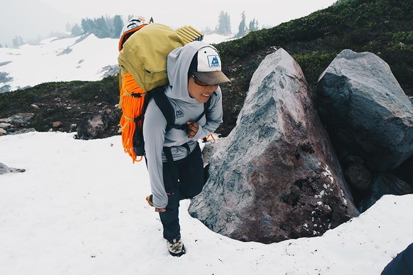 Being a guide means carrying a much heavier pack than clients. (Photo: Anna Callaghan, Cliffhanger)