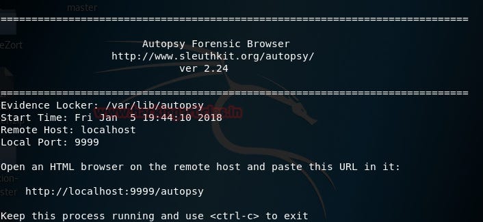 Autopsy Forensic Browser in Kali Linux