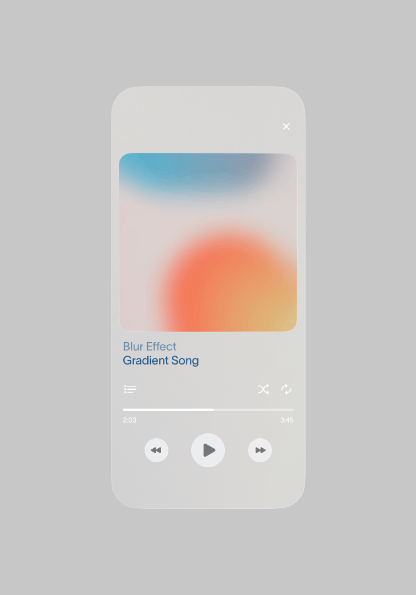 A music app transitions from a playing view to a minimized state.