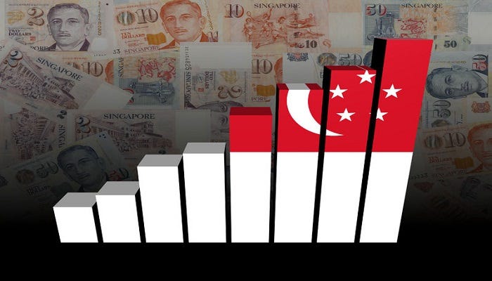 59833977 - singapore flag bar chart over singapore dollars illustration