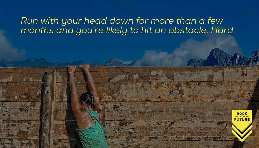 Run with your head down for more than a few months and you're likely to hit an obstacle. Hard.