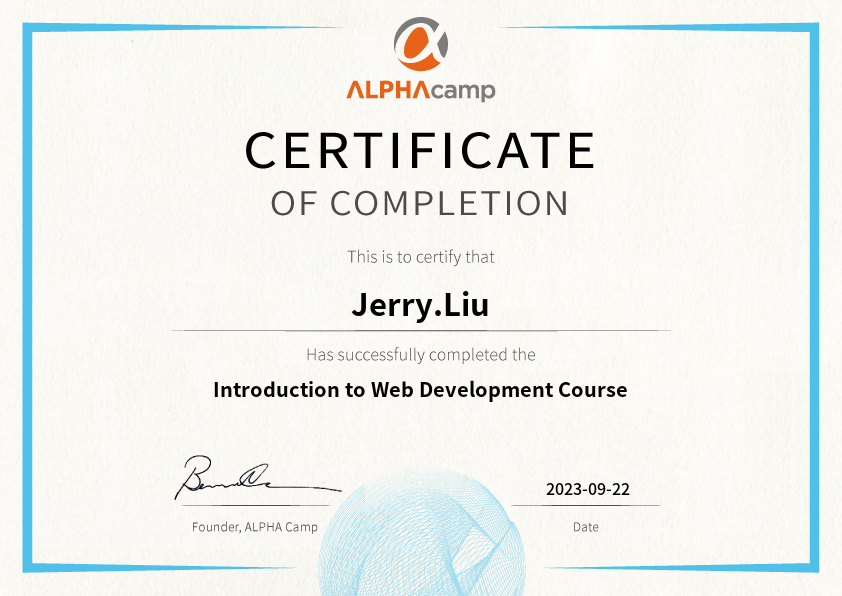 Introduction to Web Development Course CERTIFICATE