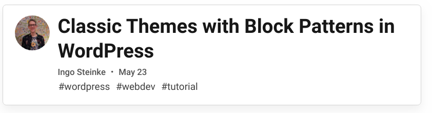 Classic Themes with Block Patterns in WordPress