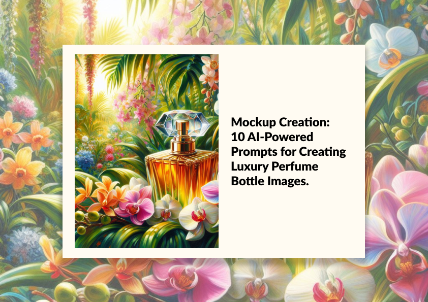 Mockup Creation 10 AI-Powered Prompts for Creating Luxury Perfume Bottle Images.