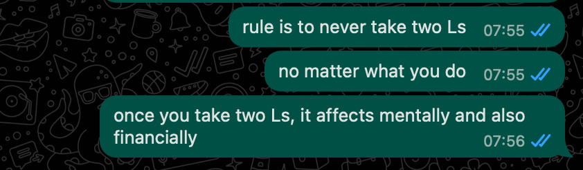 A conversation between me and my friend about the impact of two Ls in a row.