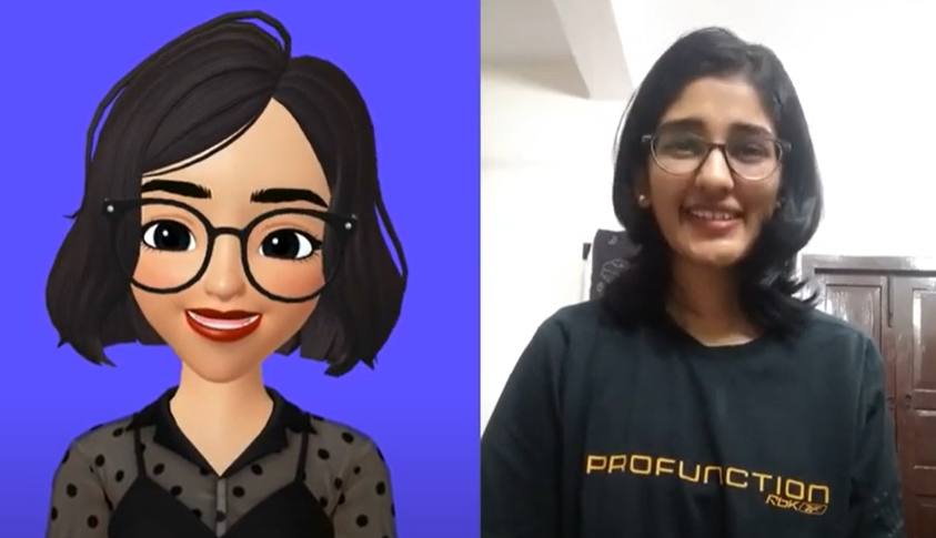 ar emoji on left with a human on right. both show the same expressions