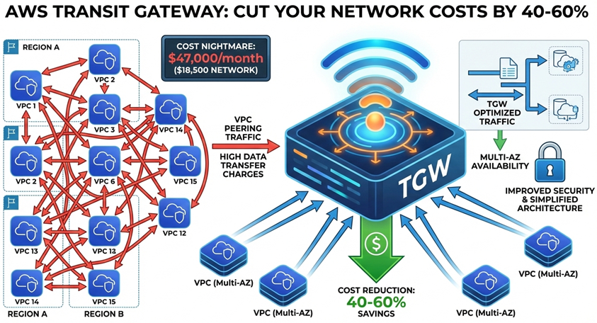 AWS Transit Gateway: How to Cut Your Network Costs by 40–60%