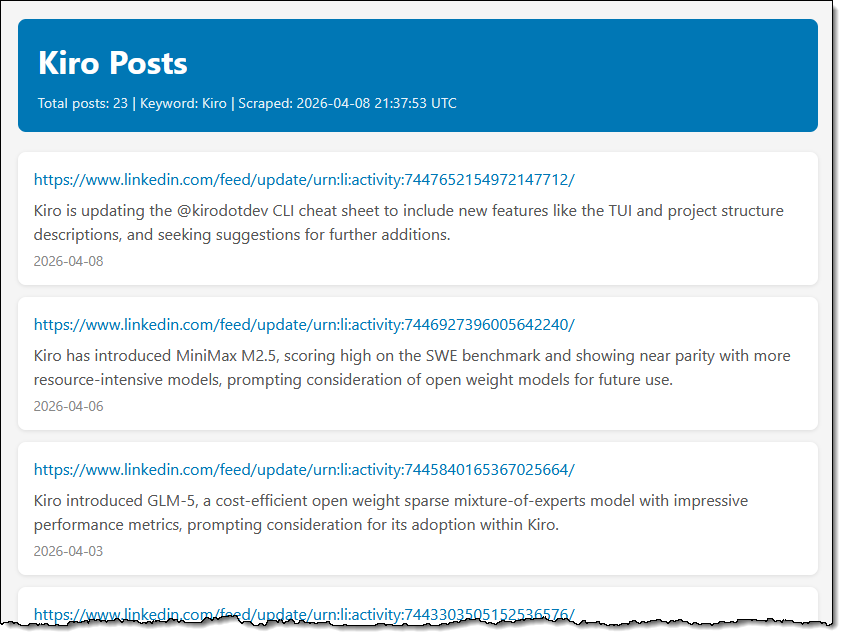 Fun with Kiro: LinkedIn Scanner