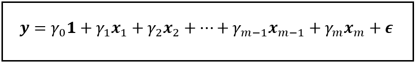 A linear model that regresses y on x_1 through x_m and a constant