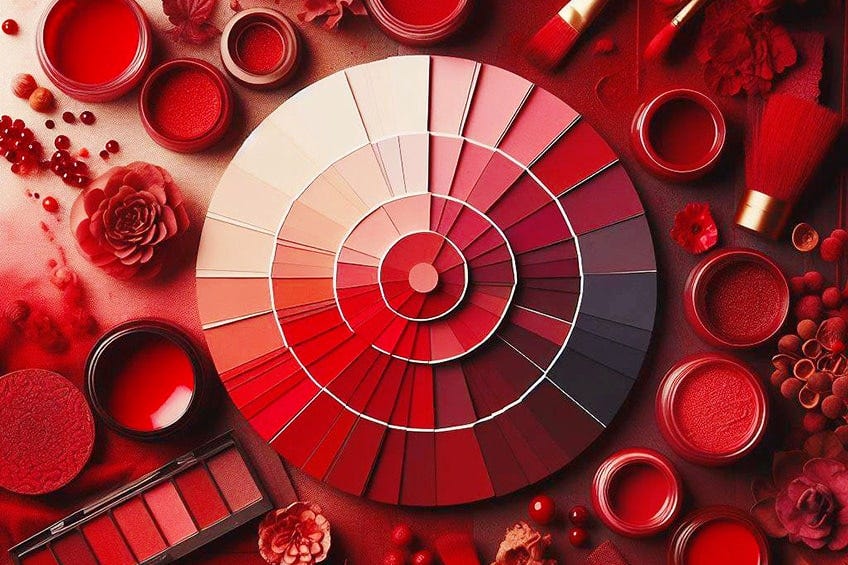 Palette with shades of red