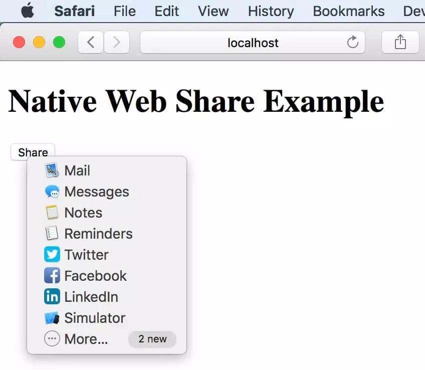 Share like native mobile apps with Web Share Desktop Safari
