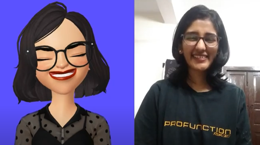ar emoji on left with a human on right. both show the same expressions