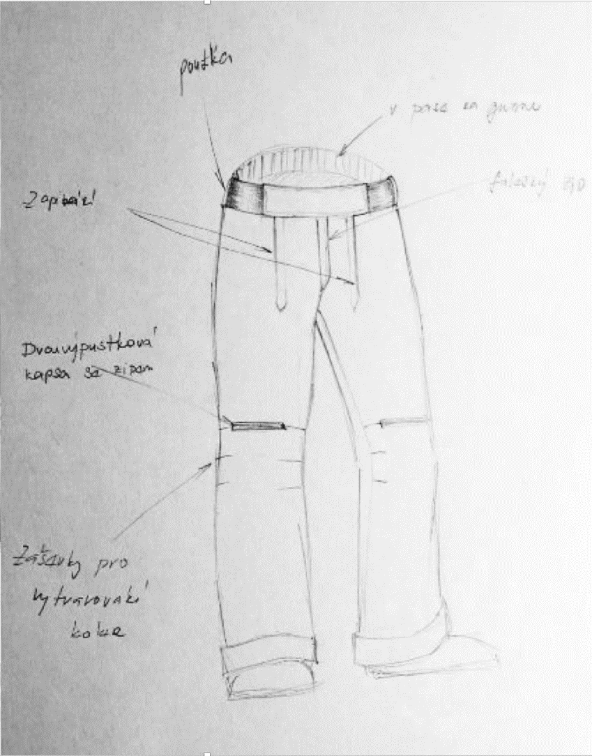 Návrh střihu prvního typu kalhot