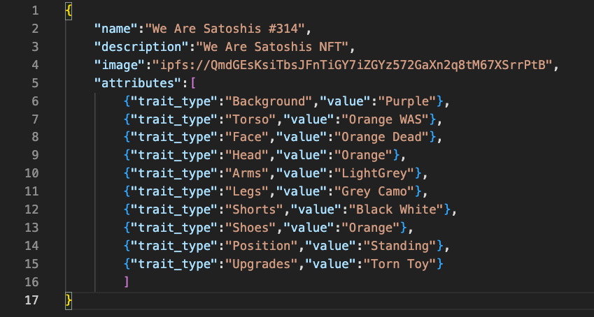 An example of an NFT token Metadata file.