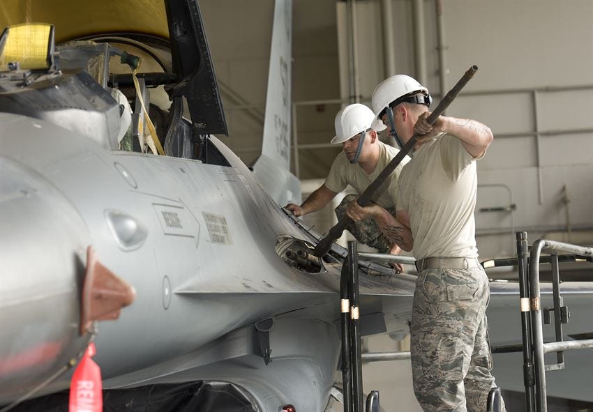 F-16 gun, on the dorsal side close to its wing root