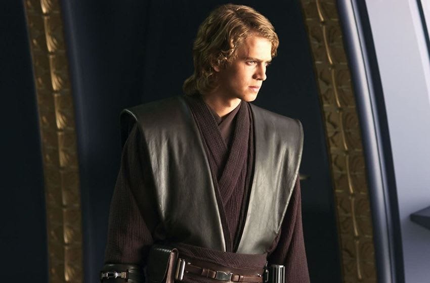 Anakin Skywalker stares out a window broodingly during Revenge of the Sith. With his long hair, facial scar, and dark clothing he is effectively being communicated as tainted by the dark even before he falls.