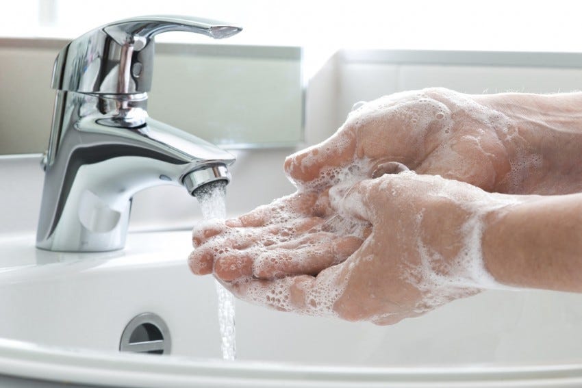 soap and water washing