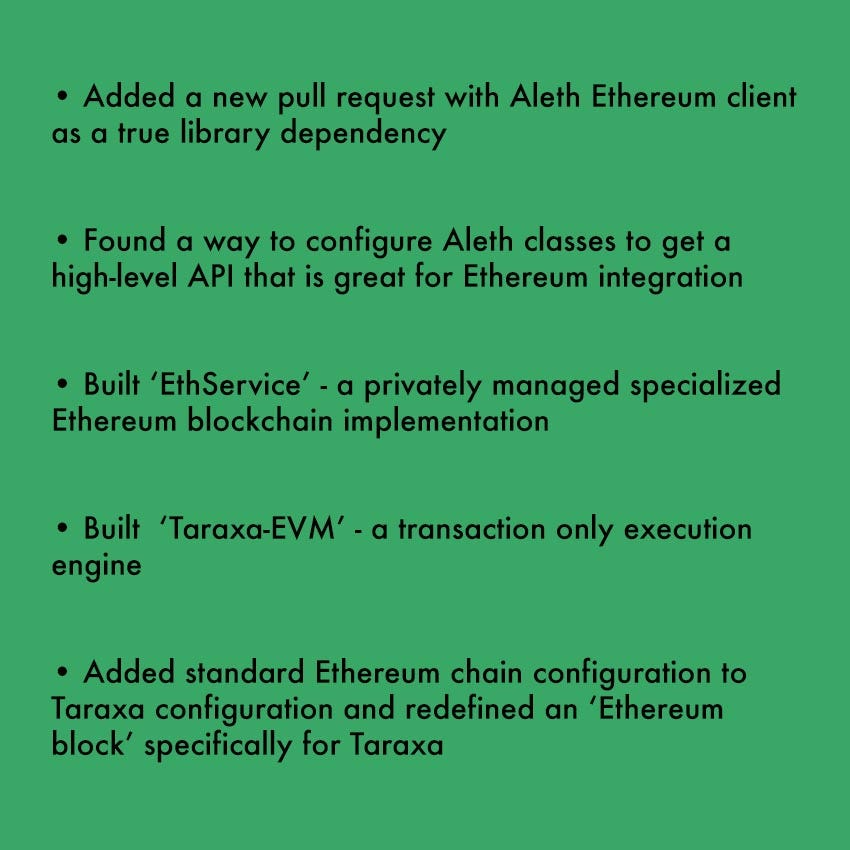 network synchronization, Aleth, Ethereum, Ethereum block, API, Taraxa EVM, EthService