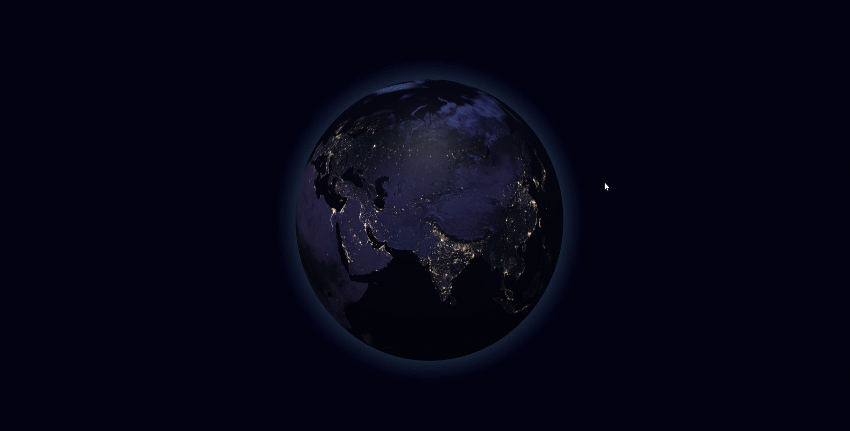 GIF of a rotating globe showing the level of nighttime lights across the world
