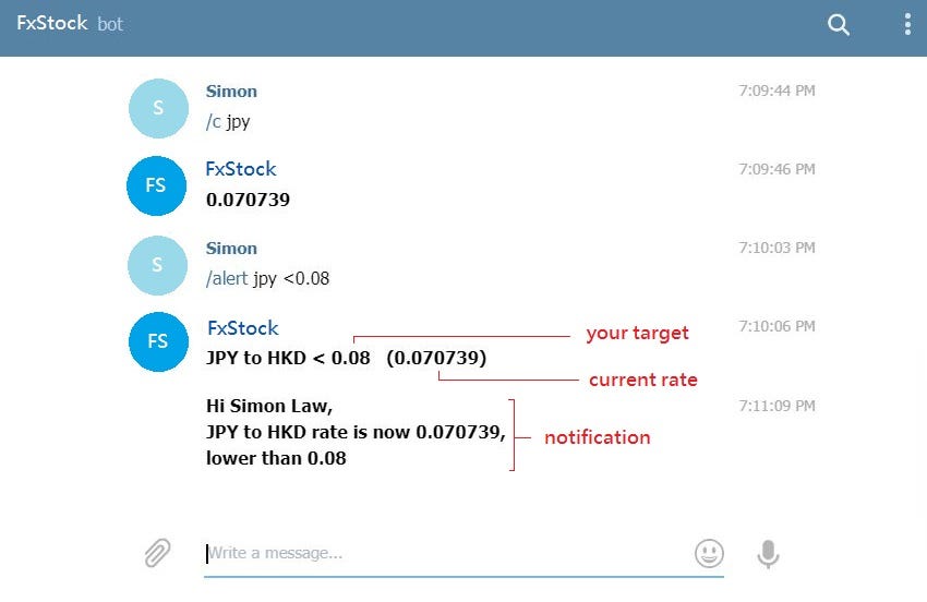 Set alert on exchange rate