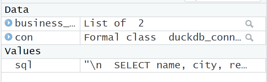 database table as an object in RStudio environment