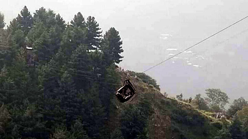 A dangling cable car in Battagram