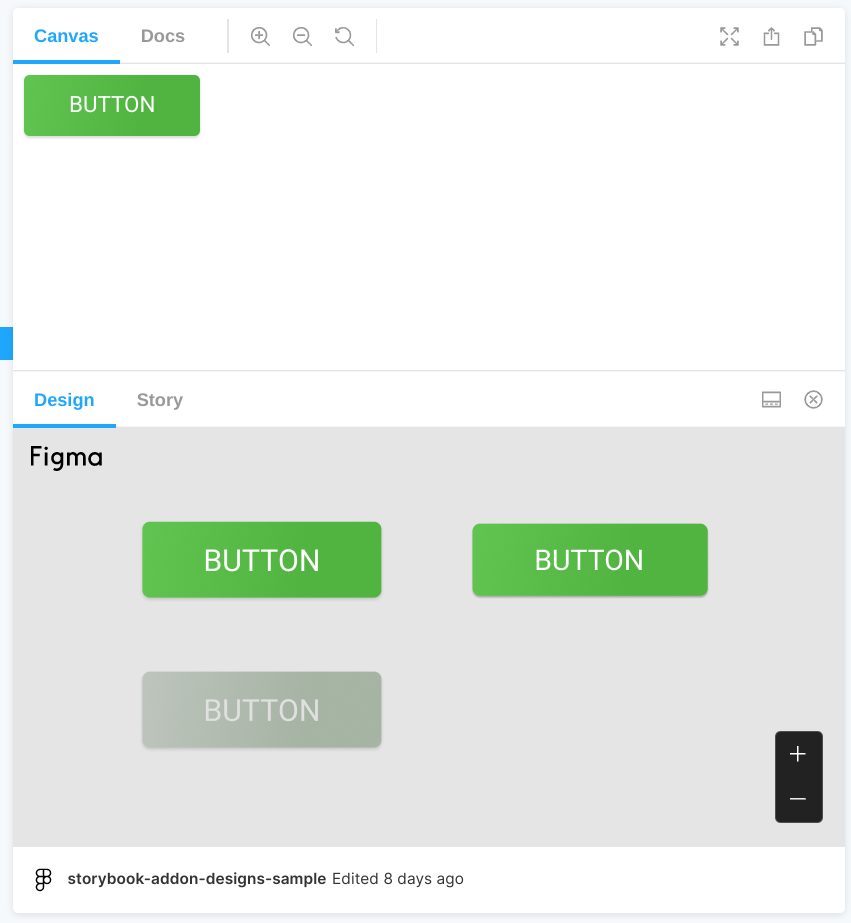 Screenshot of Designs Addon showing Figma iframe