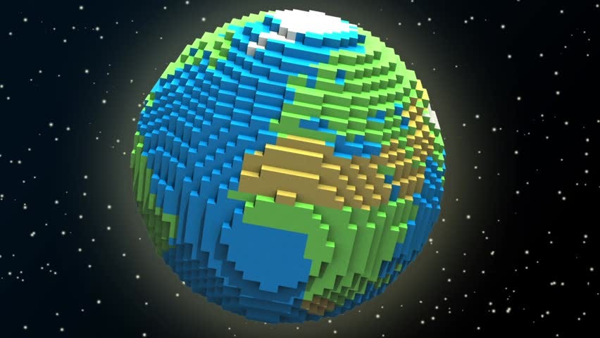 O planeta terra em cubos.
