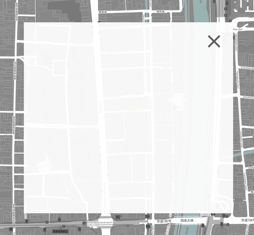 Translucent white rectangle shown over a street map