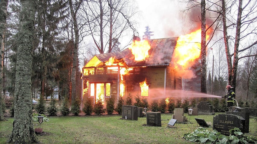 A house on fire