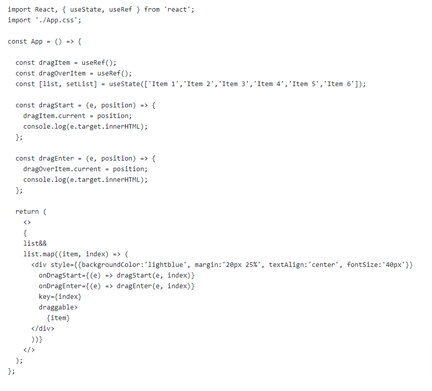 drag and drop in reactjs