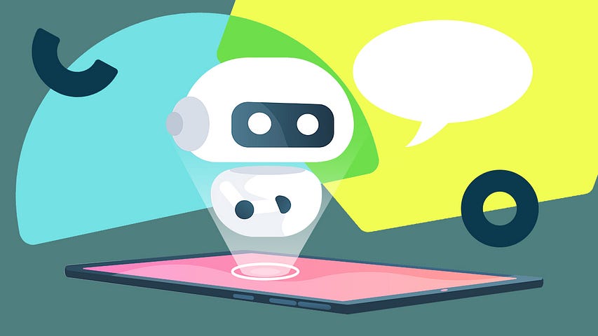 An animated image of a robot talking to depict conversational AI.