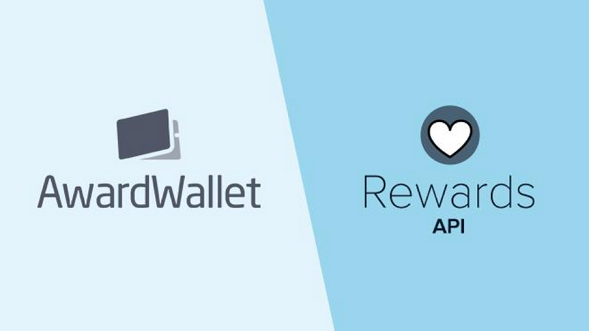 Blue background with the AwardWallet and Rewards API logos