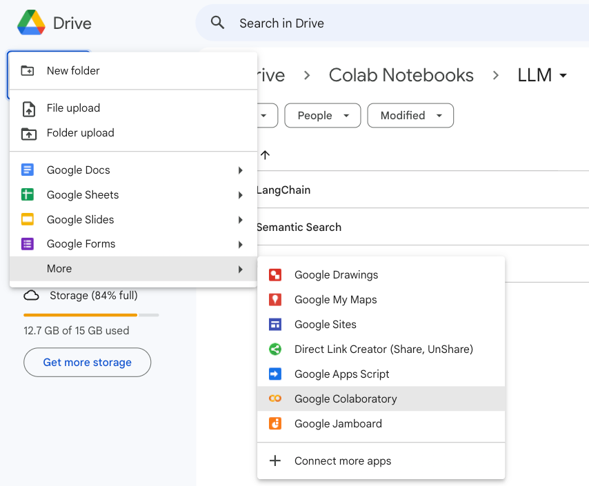 After adding Google Colaboratory as an application to Google Drive, it can be accessed via Google Drive.