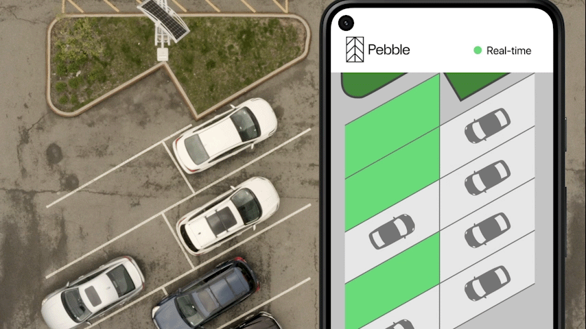 Animated GIF shows Pebble detecting an occupied parking space
