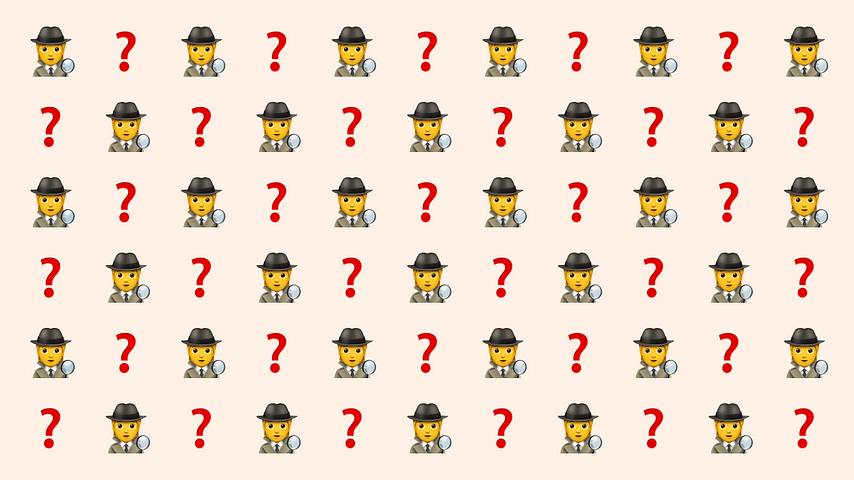 Emojis of a detective and question mark, symbolising the discovery process