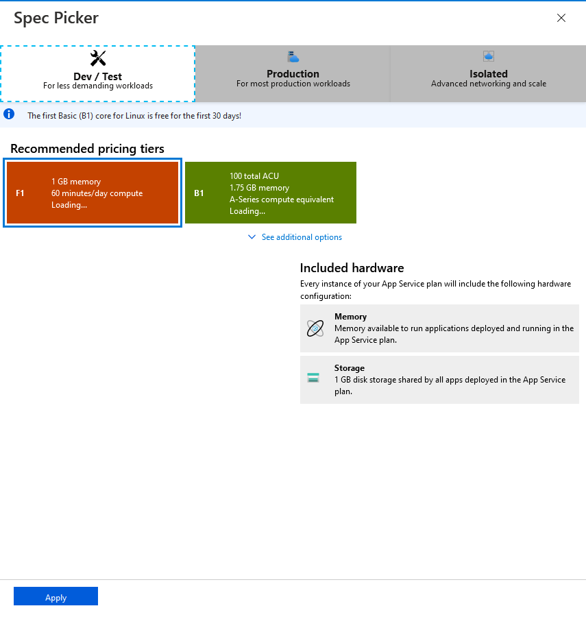Basic Tier SKU for the Azure App Services — Create an Azure App Service with GitHub Continuous Deployment Integration | Orionlab | Orionlab.io