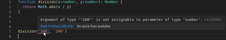 Código sobre como tipar funções.