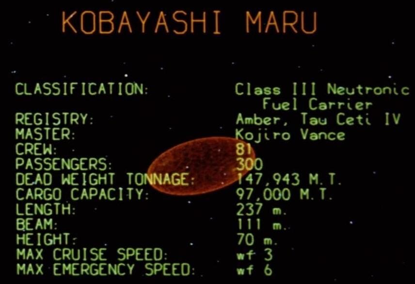 Star Trek’s Kobayashi Maru data screen.