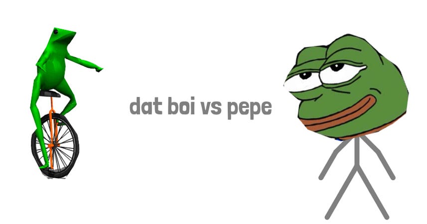 Dat Boi vs. Pepe: Two Meme Legends, Two Philosophies, and the Future of On‑Chain Culture