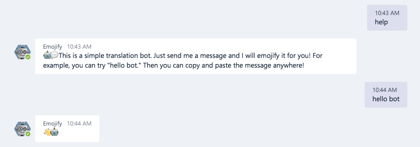 Screenshot of Microsoft Teams Emojify bot add-in