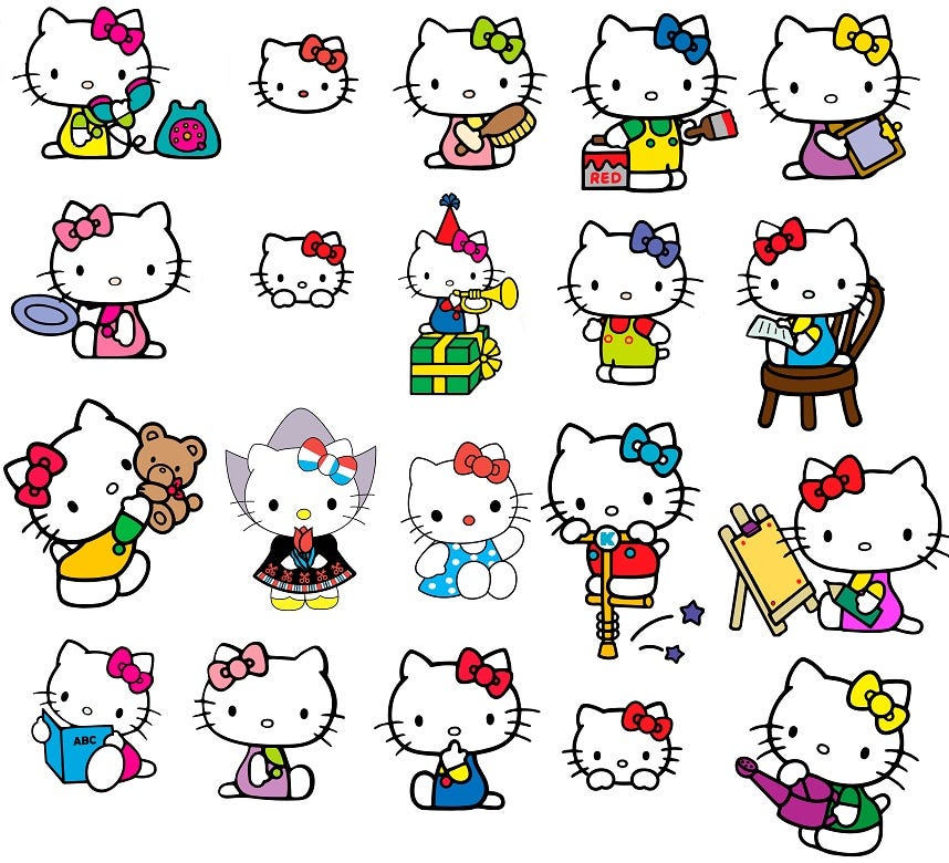 Funny Hello Kitty svg drawing bundle image clip art