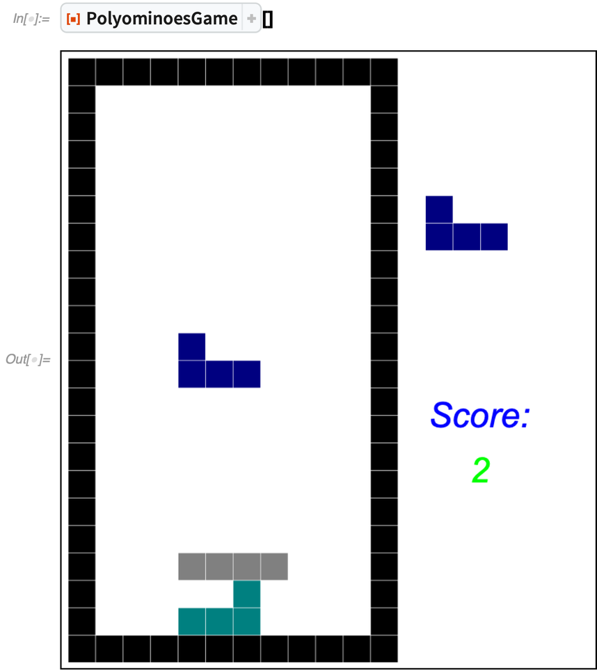 Game board similar to Tetris, with an L-shaped block falling from the top of the screen